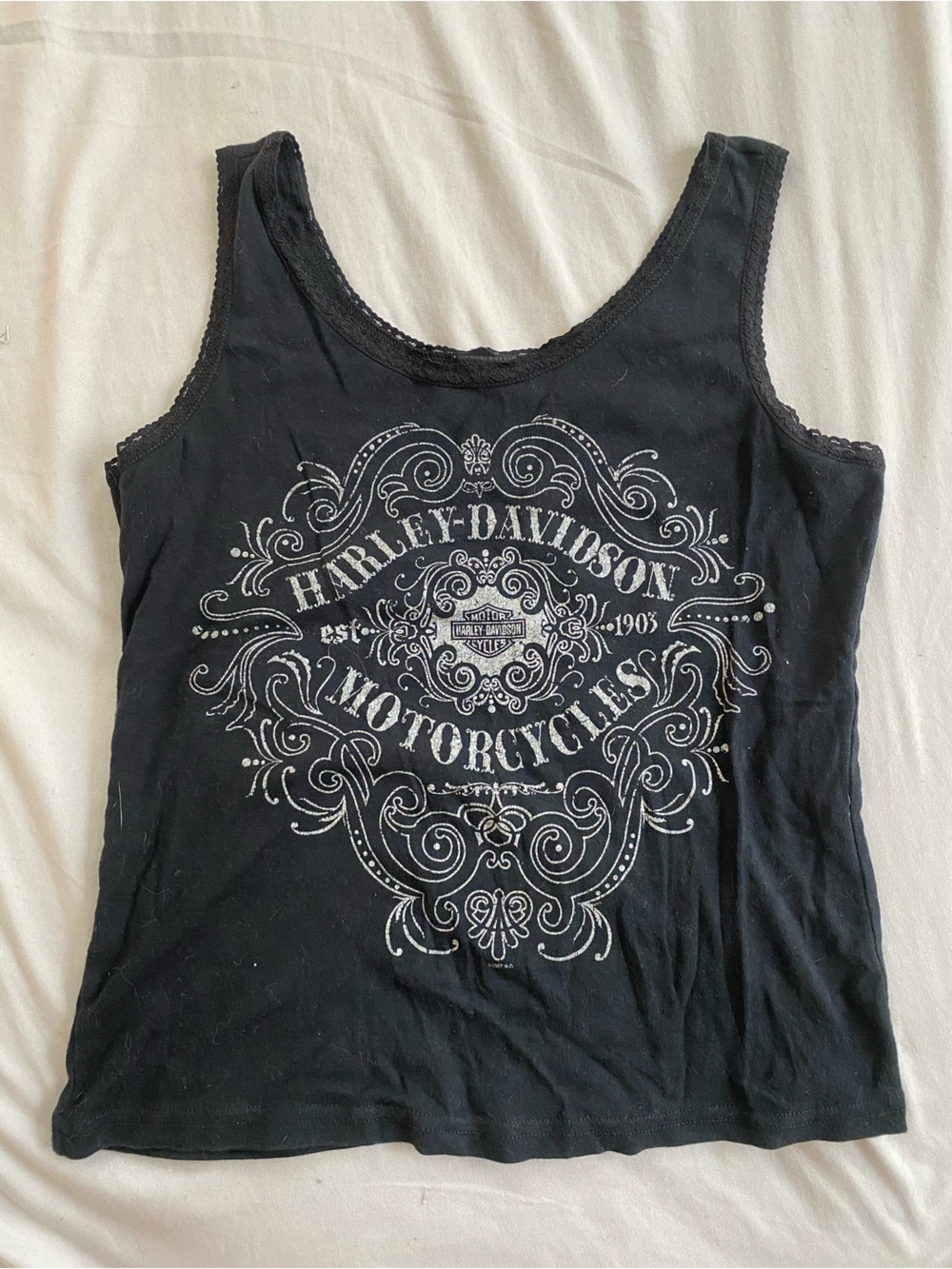Harley-Davidson Black Tank Top with White Decorative Logo